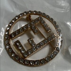Chic Gold and Silver Crystal Brooch